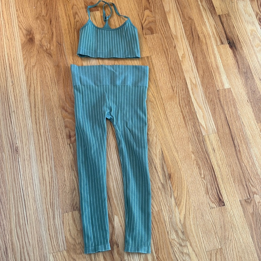 Morgan Stewart sport pinstripe workout set